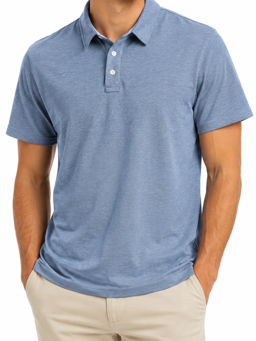 L.L.Bean Pima Cotton Blue Polo Shirt Men’s Large Stretch Golf Casual